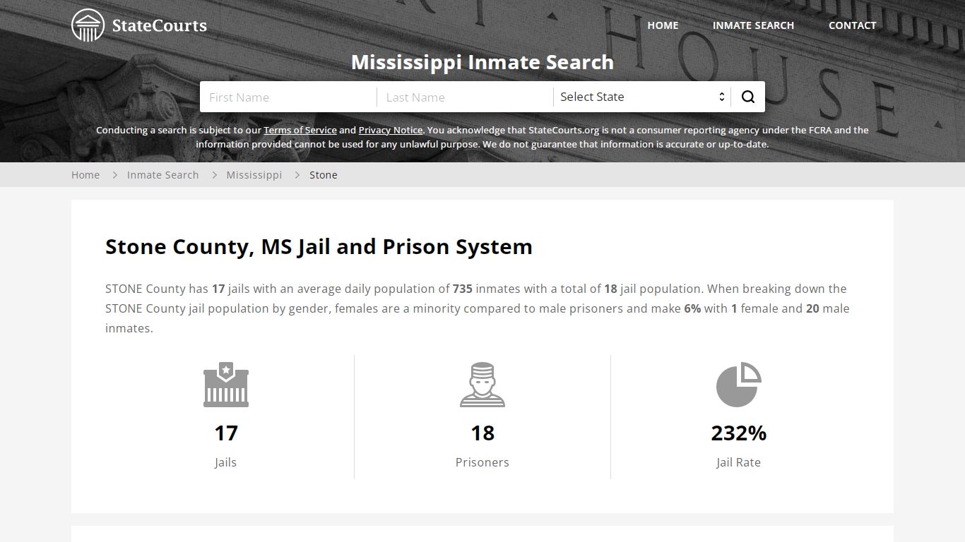 Stone County, MS Inmate Search - StateCourts