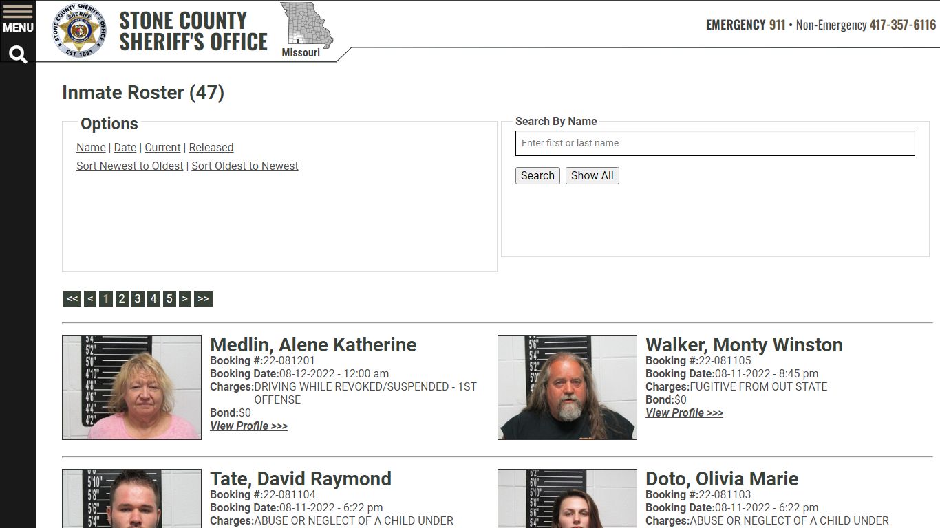 Inmate Roster - Stone County Sheriff's Office