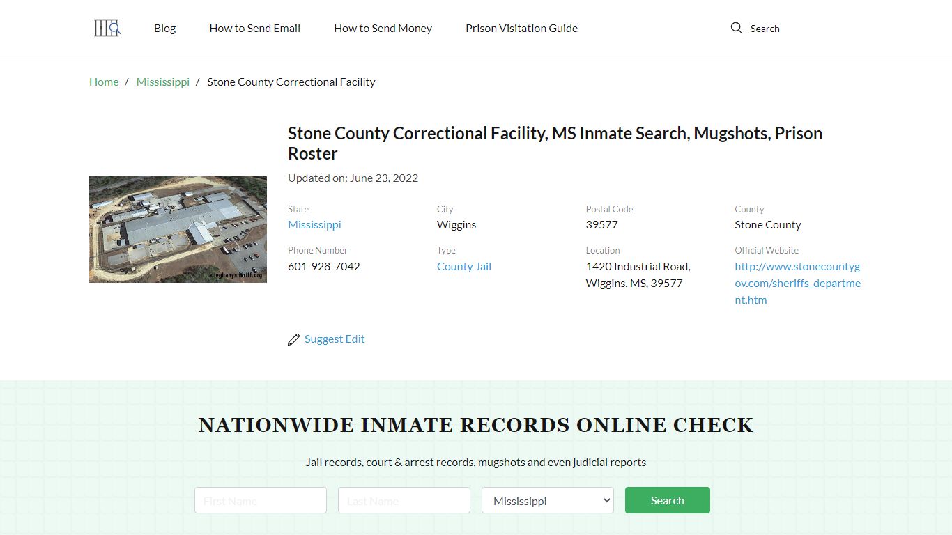 Stone County Correctional Facility, MS Inmate Search ...